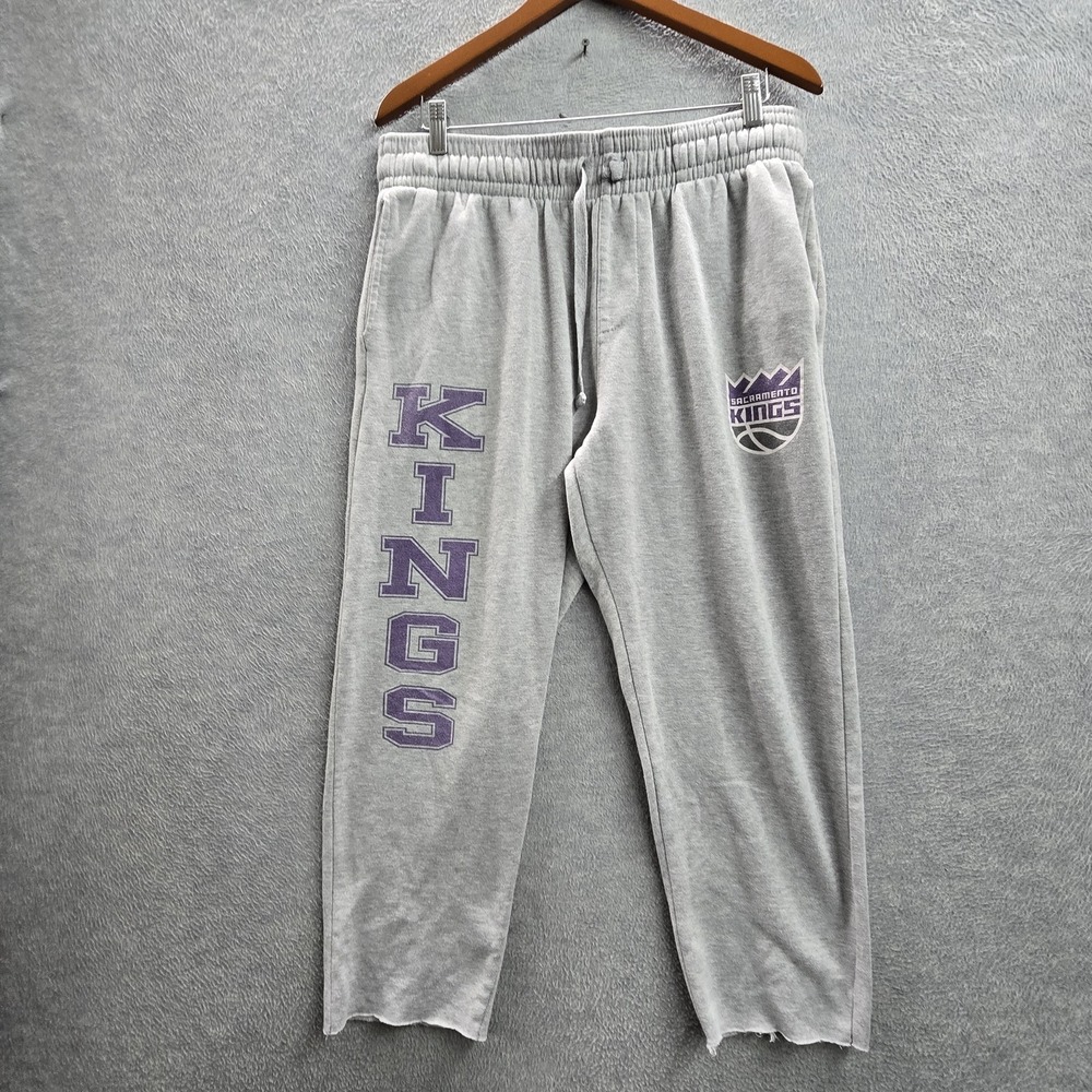 Sacramento Kings Women Pants LARGE Gray‎ UNK Sweatpants Logo 21" Inseam
